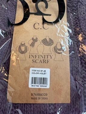 C.C Cable Knit Infinity Scarf - Plum